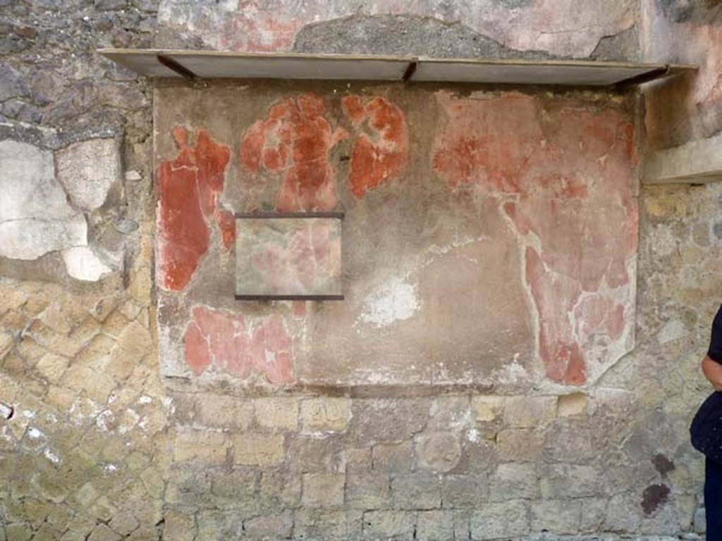 IV.8, Herculaneum, May 2010. South wall, with doorway to corridor, on right. 