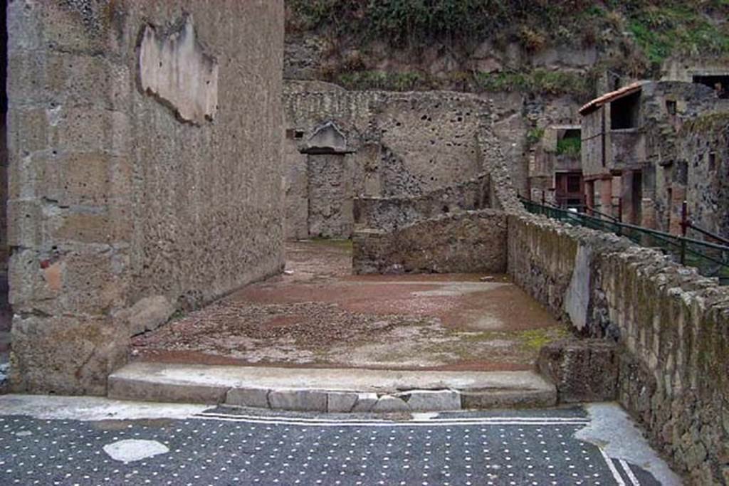 VI.13/11, Herculaneum. January 2002. 
Looking north into oecus 8 on east side of tablinum, with doorway in north wall to atrium. 
The east wall, overlooking Cardo IV, was almost entirely destroyed. Photo courtesy of Nicolas Monteix.
