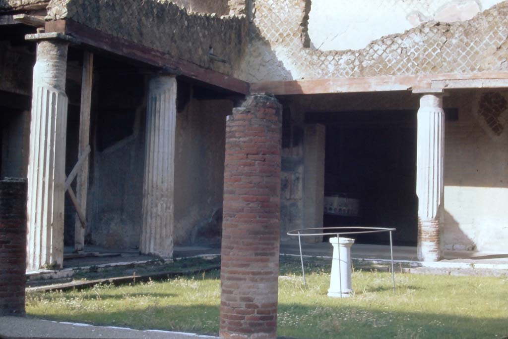 VI.13 Herculaneum, April 2014. South wall of “Salone nero”. Photo courtesy of Klaus Heese. 

