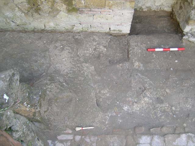 Ins Or II, 5, Herculaneum. May 2004. Area of a counter/podium against south wall. Photo courtesy of Nicolas Monteix.
