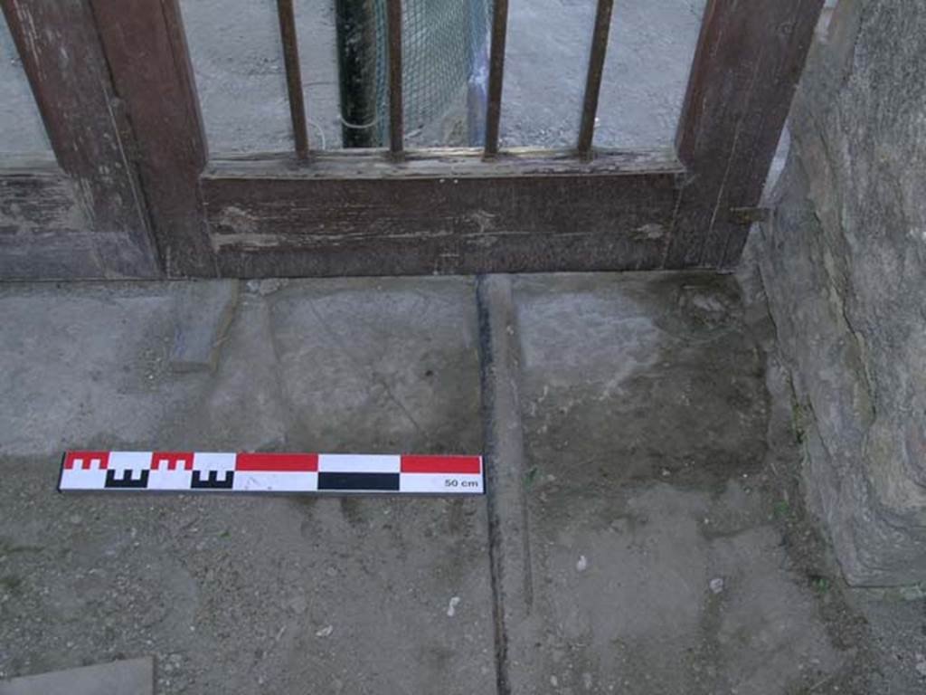 Ins Or II, 9, Herculaneum. May 2006. Doorway threshold, at south end. 
Photo courtesy of Nicolas Monteix.
