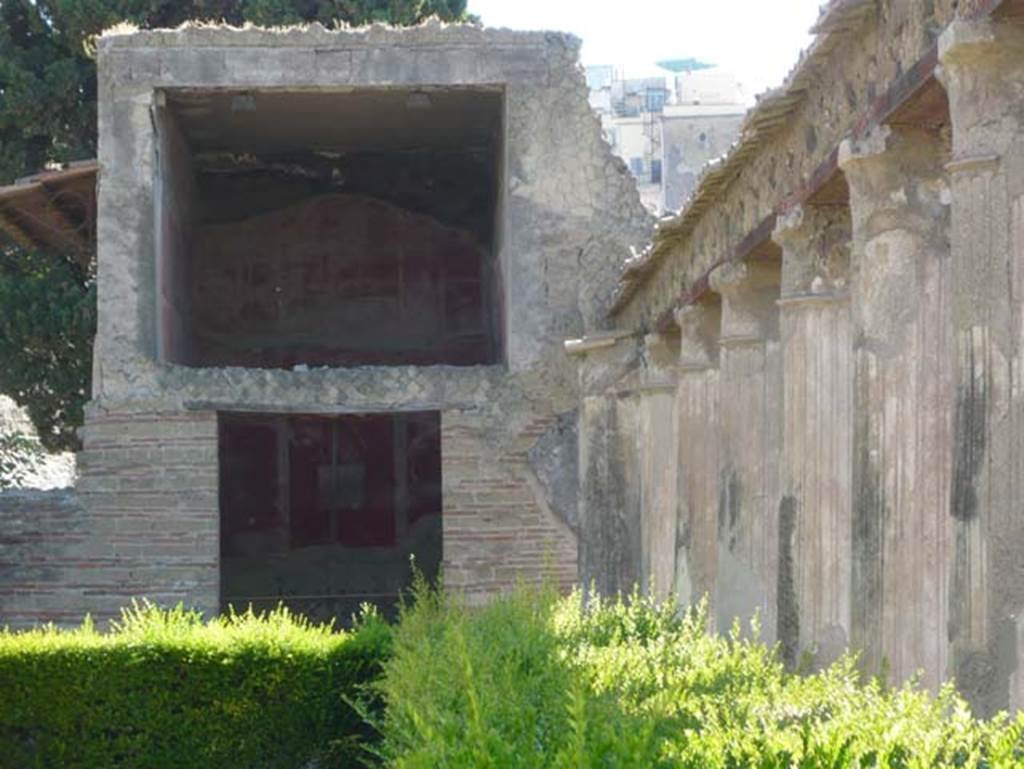 II.2 Herculaneum, September 2015. Looking towards east wall and north-east corner of room on north side of peristyle. On the east wall was a central painting showing Hercules in the garden of Hesperides, but now illegible. 
See Pesando, F. and Guidobaldi, M.P. (2006). Pompei, Oplontis, Ercolano, Stabiae. Editori Laterza, (p.314-5)
See Maiuri, Amedeo, (1977). Herculaneum. 7th English ed, of Guide books to the Museums Galleries and Monuments of Italy, No.53 (p.23-24).
See Guidobaldi, M.P, 2009: Ercolano, guida agli scavi. Naples, Electa Napoli, (p.54-55).
