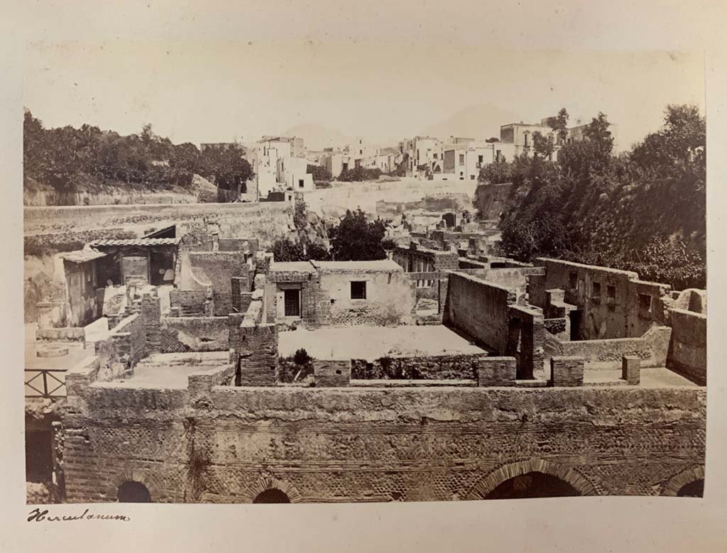 II.2 Herculaneum, on left. Looking north towards upper floor of Casa d’Argo. 
Photograph by M. Amodio, from an album dated April 1878. 
On the right are rooms belonging to II.1, The House of Aristide. Photo courtesy of Rick Bauer.


