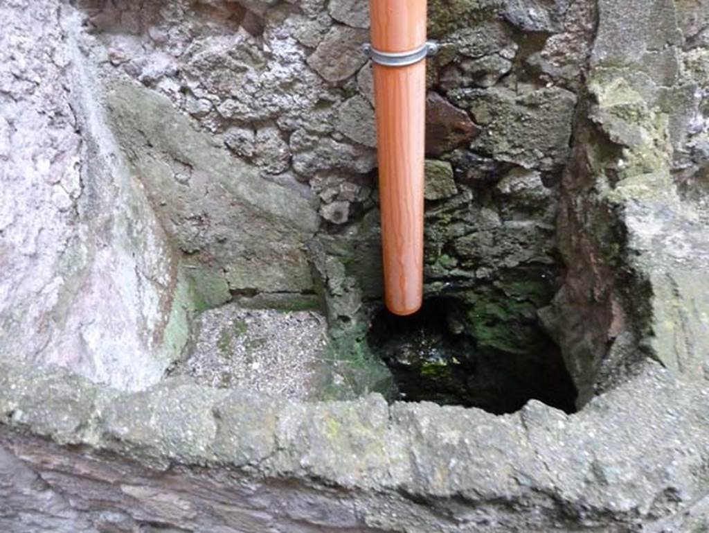 Ins. III 16, Herculaneum, September 2015. Room 5, basin/vat in south-east corner near doorway.

 
