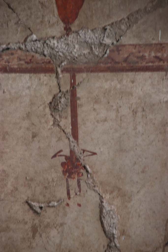 III 16, Herculaneum, October 2020. Room 3, detail from upper south wall. Photo courtesy of Klaus Heese.