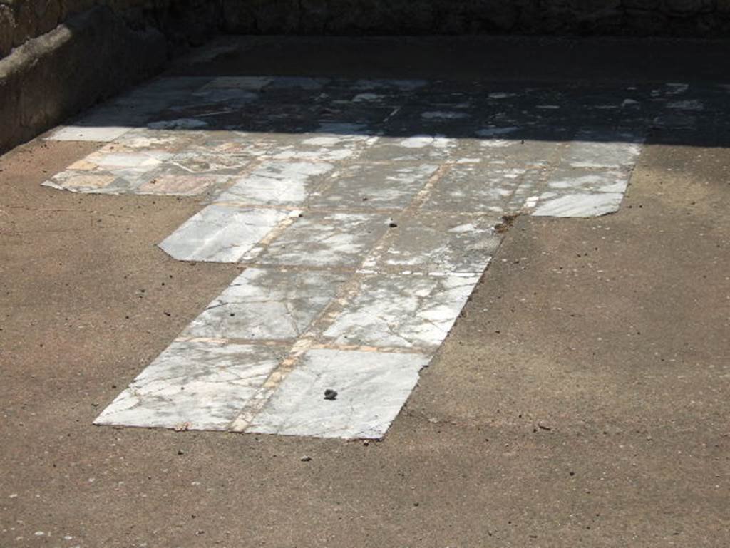 IV.4 Herculaneum. May 2006. Room 20, triclinium flooring in opus sectile, which was partly removed by the Bourbon excavators.