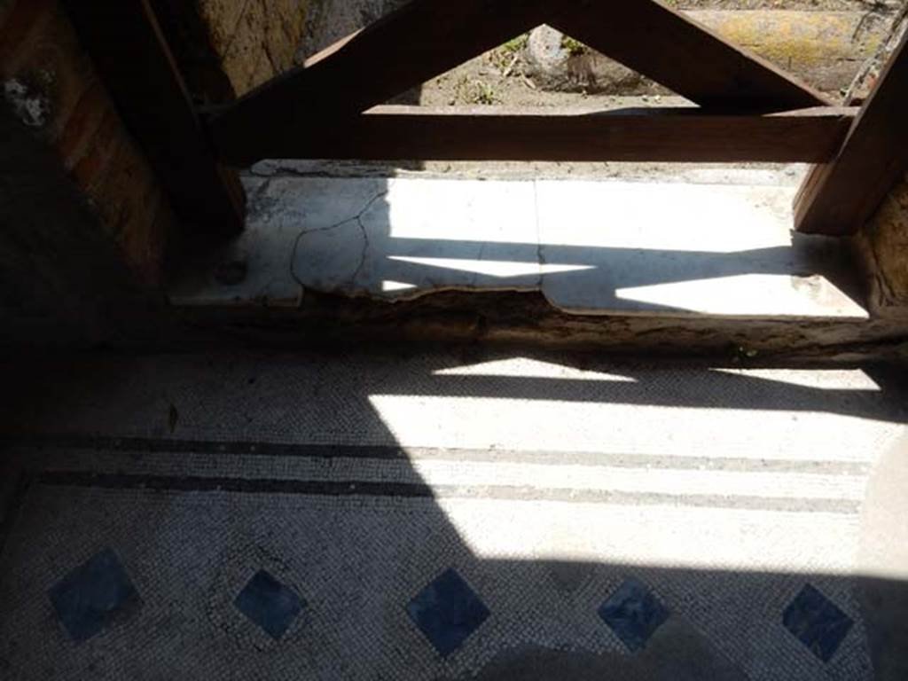 IV.21, Herculaneum. May 2018. 
Cryptoporticus 29, looking south to doorway and threshold to garden terrace at south end, and junction with east end of Cryptoporticus 30.
Photo courtesy of Buzz Ferebee. 
