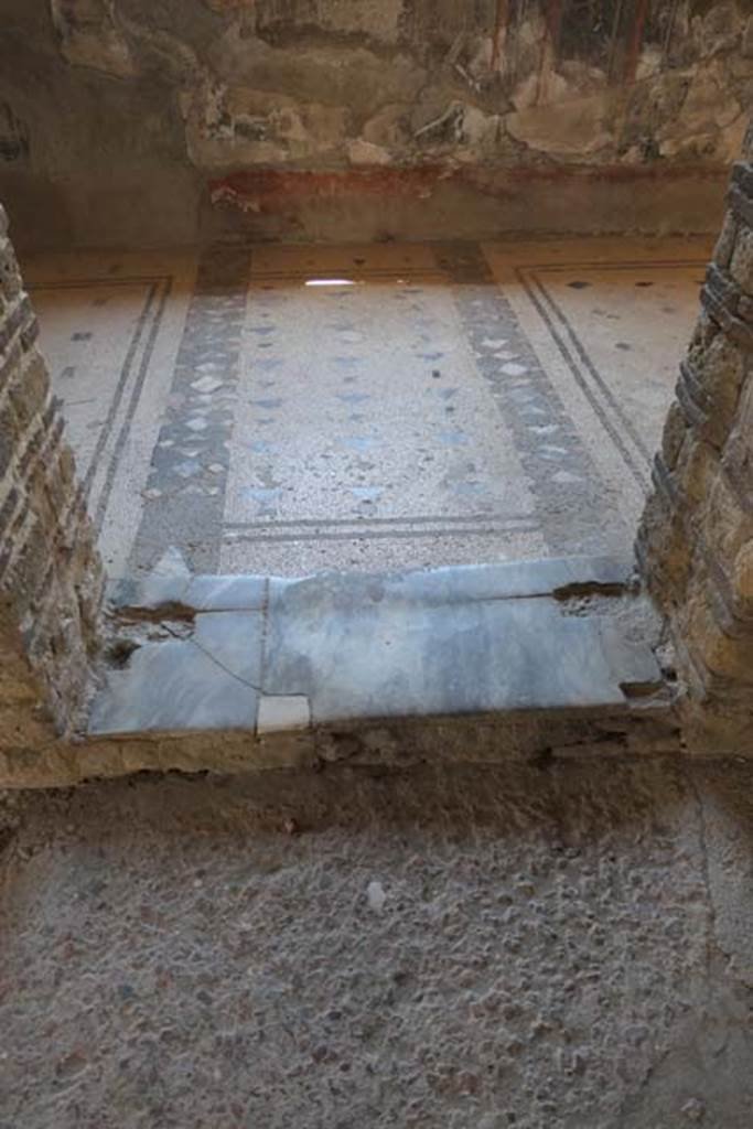 IV.21, Herculaneum, June 2017.  Looking south through doorway from atrium 24 to flooring on north side of cryptoporticus, 28.  Photo courtesy of Michael Binns.
