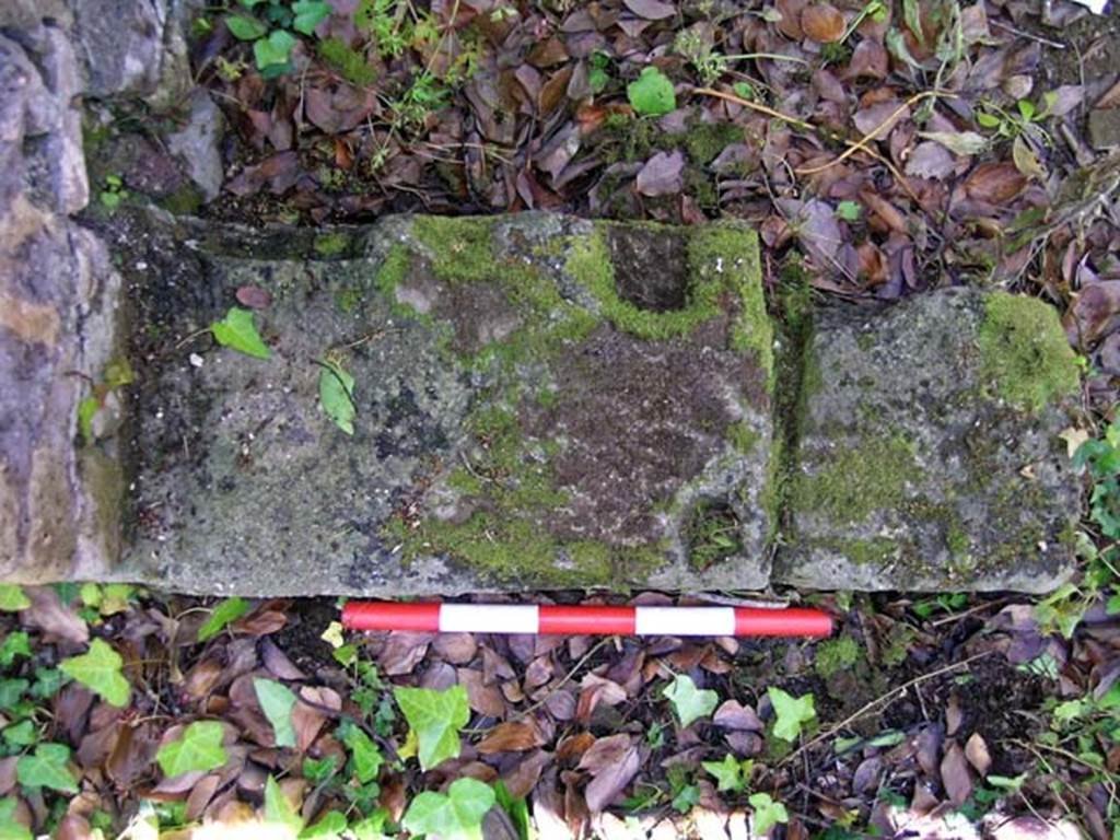 V.4, Herculaneum, May 2004. Room G, threshold/sill of doorway. Photo courtesy of Nicolas Monteix