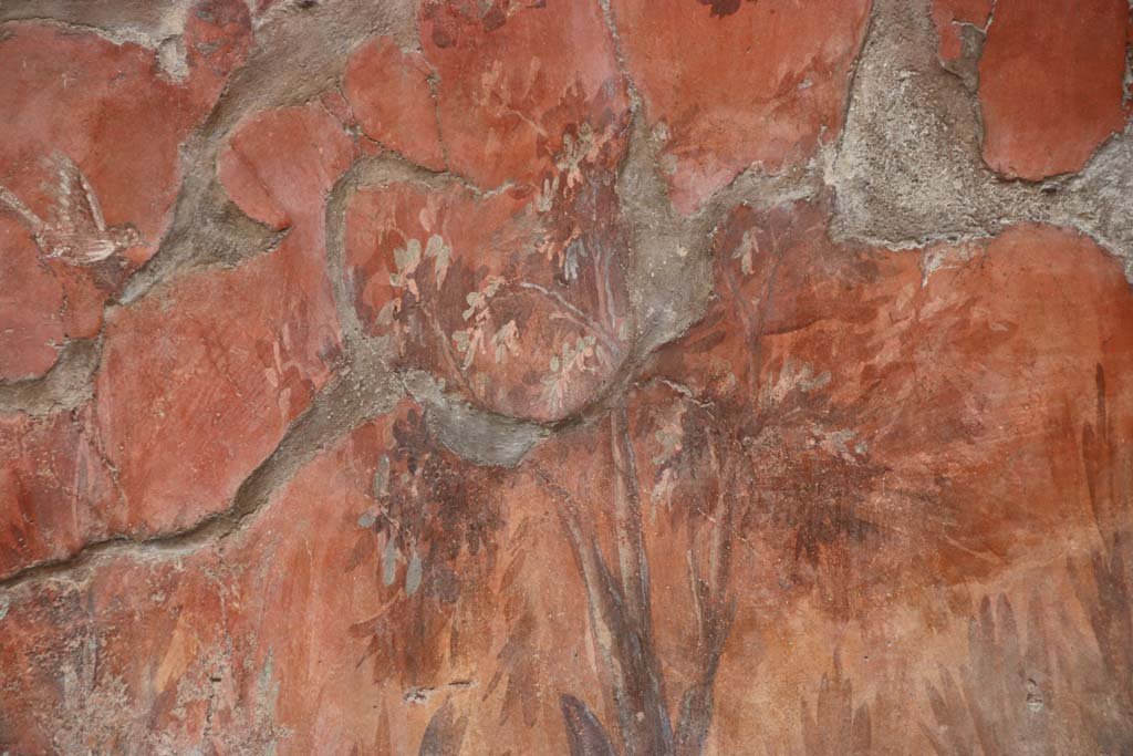 V.7 Herculaneum, September 2017. Detail from upper garden painting on south end of east wall of internal courtyard. 
Photo courtesy of Klaus Heese. 
