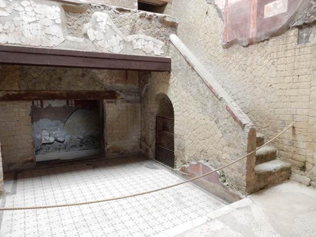 V.8 Herculaneum, May 2018. Area 4, looking north across raised courtyard towards doorway to room 5.  
Photo courtesy of Buzz Ferebee.
