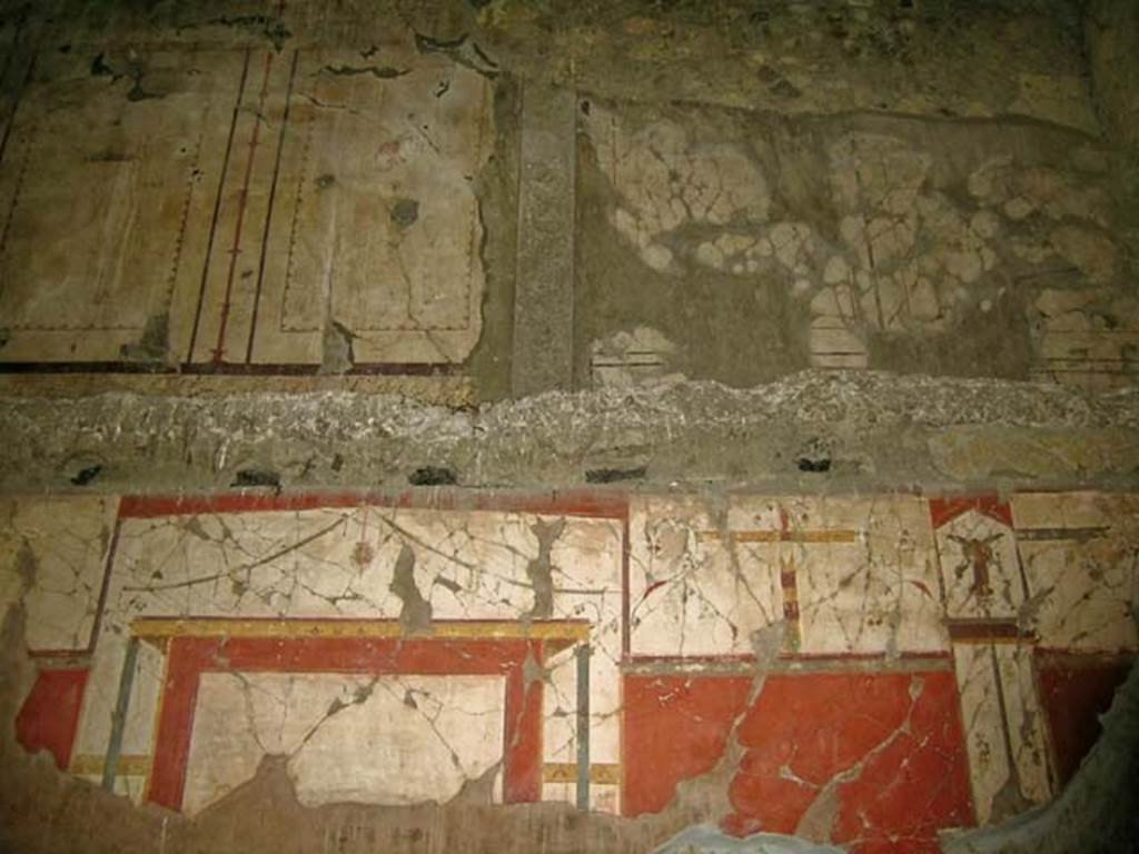 V.8, Herculaneum. December 2004. Looking towards north wall of room 5, below, and upper room, above. Photo courtesy of Nicolas Monteix.

