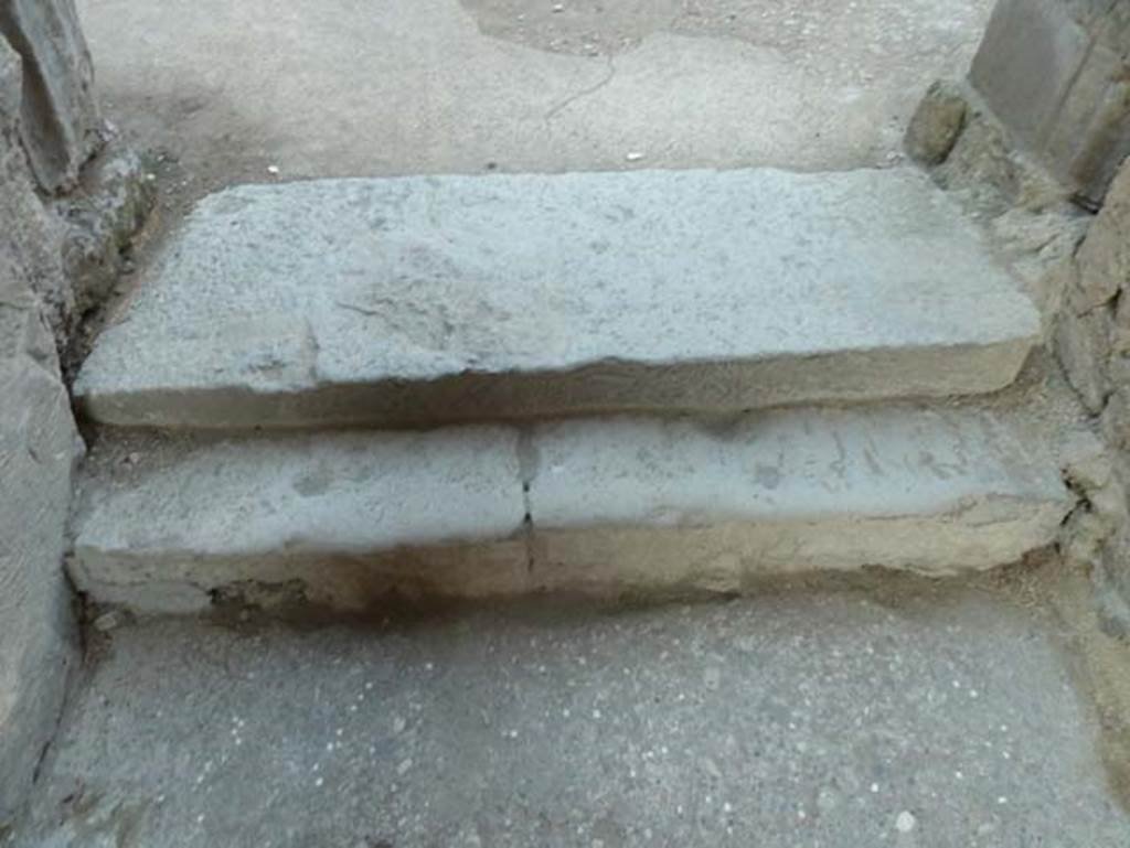 V.35 Herculaneum, September 2015. Steps at north end of entrance corridor 13 leading to vestibule 11.