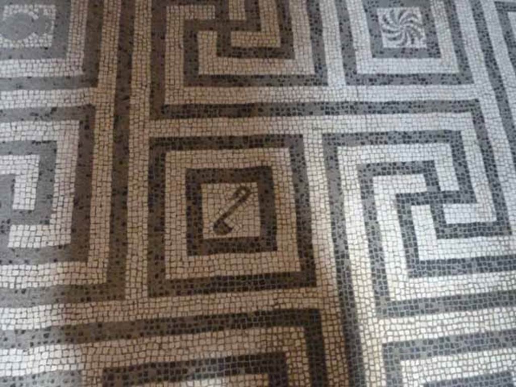 VI.8, Herculaneum. May 2010. Detail of meandering mosaic floor in tepidarium.