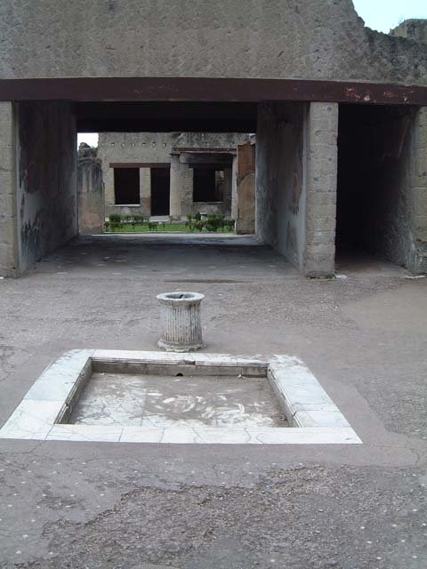 VI.13, Herculaneum. April 2008. Detail of north-east corner of impluvium.
Photo courtesy of Nicolas Monteix.
