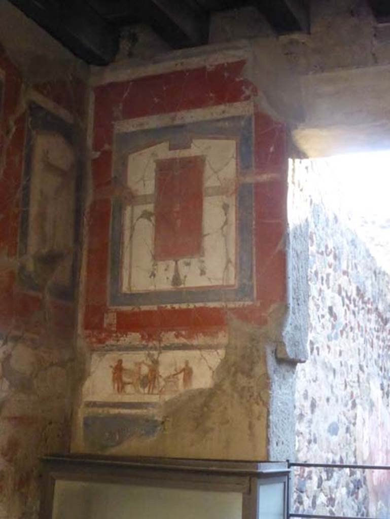 Ins. VI 16, Herculaneum, September 2015. East side of south wall in south-east corner.