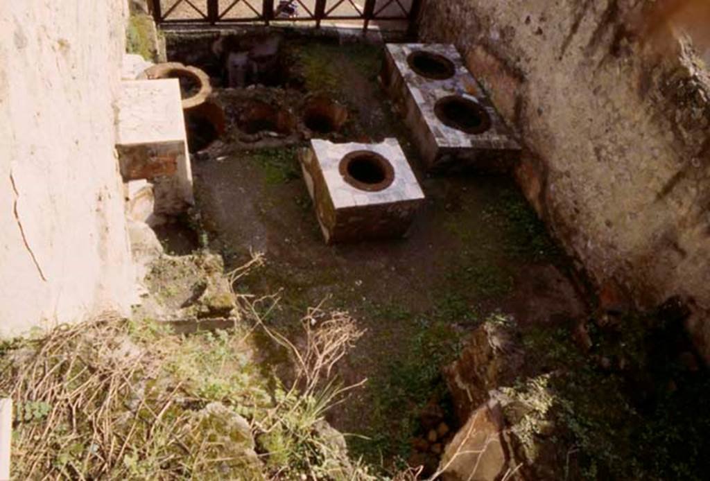 VI.19, Herculaneum. Not dated. General view, looking north and down from rear of bar-room.
Photo courtesy of Nicolas Monteix.

