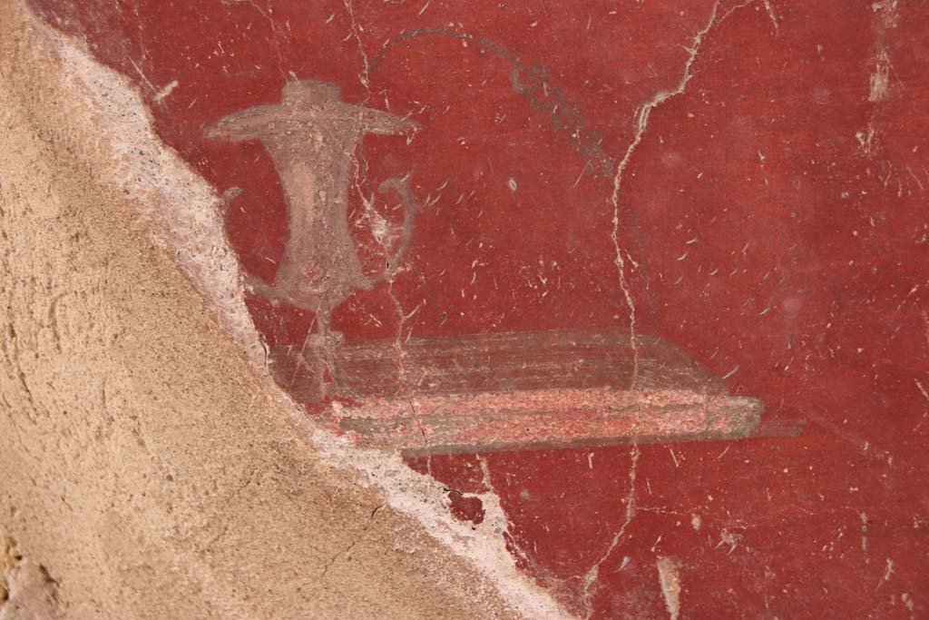 VI.29 Herculaneum. October 2020. Looking towards the remaining painted decoration on north wall of tablinum 5. Photo courtesy of Klaus Heese.