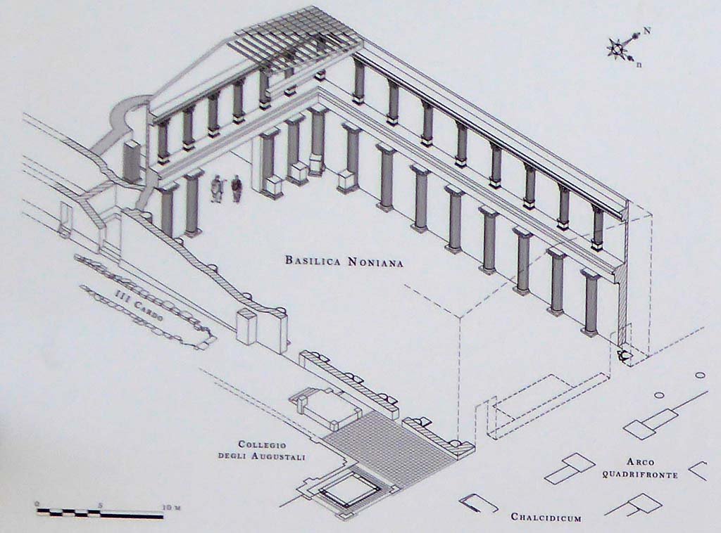 VII.15 Herculaneum, September 2015. Axonometric reconstruction from description board. Photo courtesy of Michael Binns.
