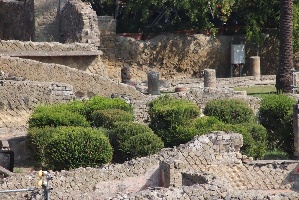 Ins. Or. I.1, Herculaneum. October 2023. Room 10 on right, with window onto garden. 
The top right of the photo is the peristyle of Ins. Or. I.2, House of Telephus Relief. Photo courtesy of Klaus Heese.
