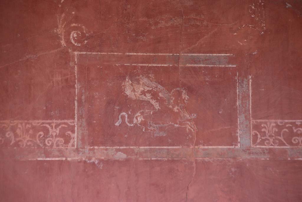 Ins. Or.I.2, Herculaneum. October 2020. Detail of painted panel on upper north wall of atrium, at east end. Photo courtesy of Klaus Heese.