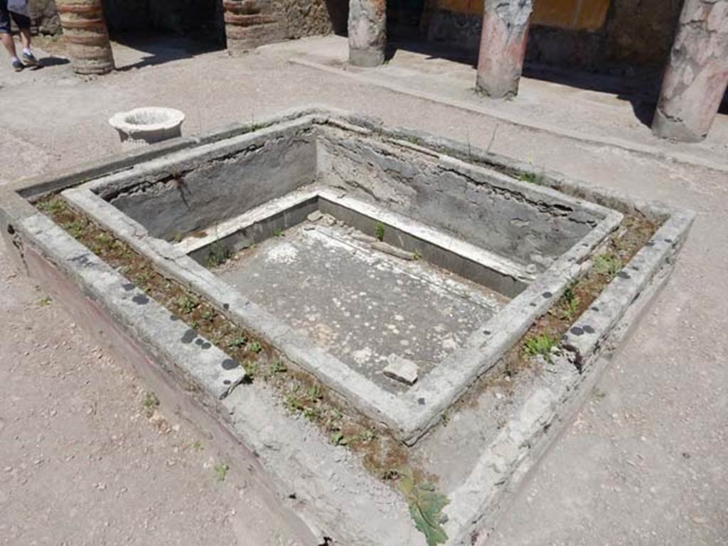 Ins. Or.I.2, Herculaneum. May 2018. Detail of impluvium in atrium, looking north-west.
Photo courtesy of Buzz Ferebee.  

