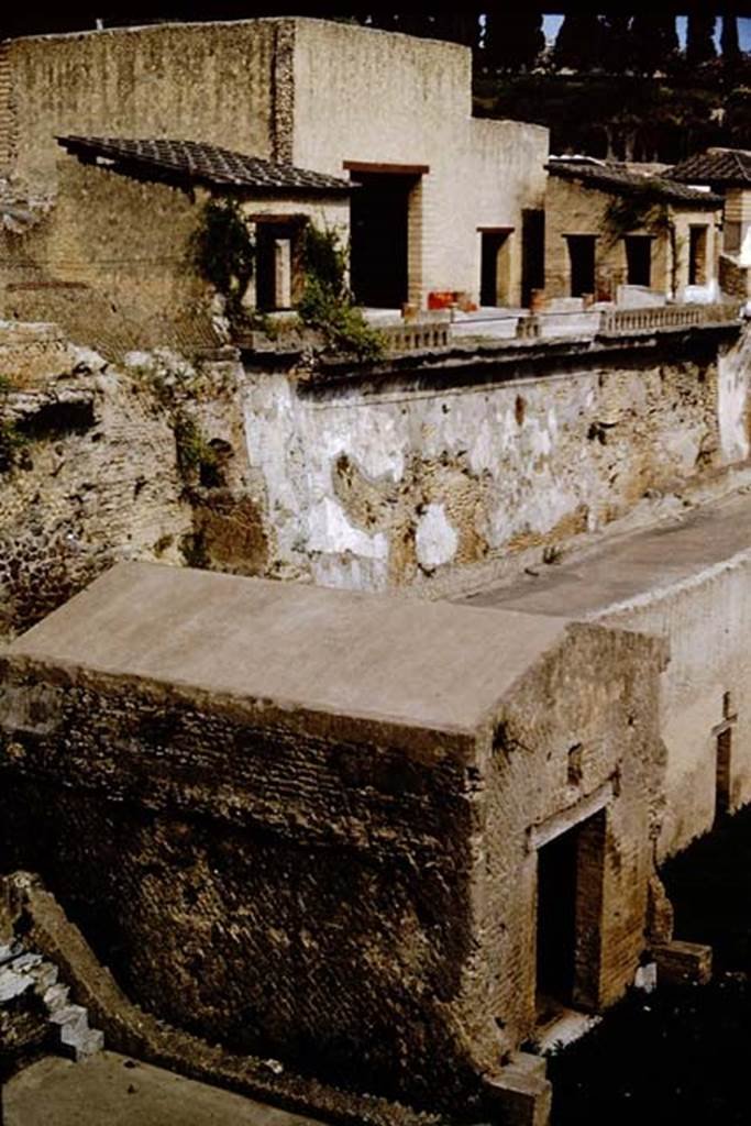 Herculaneum, 1961. Looking from the shrine of Venus in the Sacred Area towards the rear of the House of the Mosaic Atrium. Photo by Stanley A. Jashemski.
Source: The Wilhelmina and Stanley A. Jashemski archive in the University of Maryland Library, Special Collections (See collection page) and made available under the Creative Commons Attribution-Non Commercial License v.4. See Licence and use details. J61f0600
