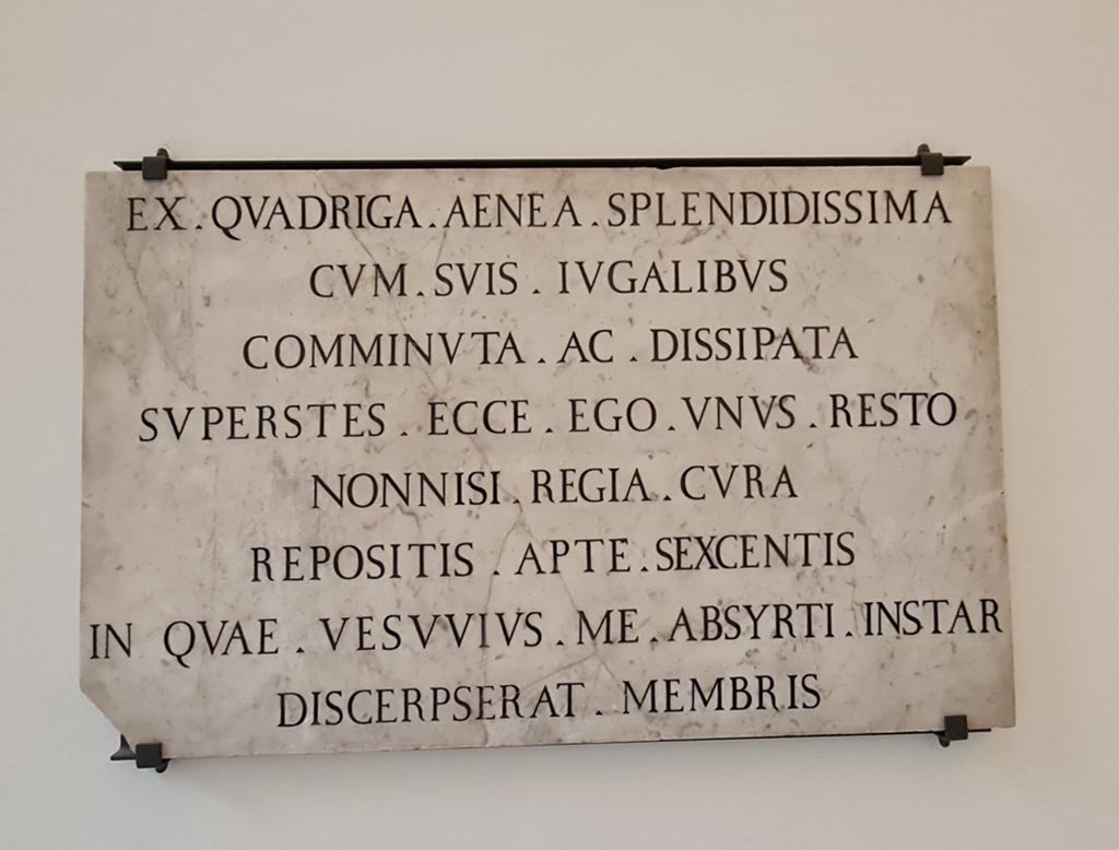 Herculaneum, April 2023. 
Marble slab with Mazzocchi inscription, on display in “Campania Romana” gallery in Naples Archaeological Museum. 
Photo courtesy of Giuseppe Ciaramella.
