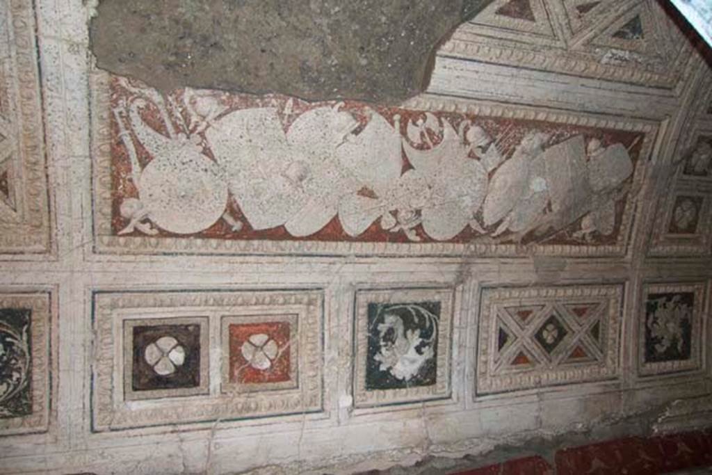 Villa dei Papiri, Herculaneum. July 2010. Room (I) on lower terrace, east side of vaulted stucco ceiling in second style.
Photo courtesy of Michael Binns.


